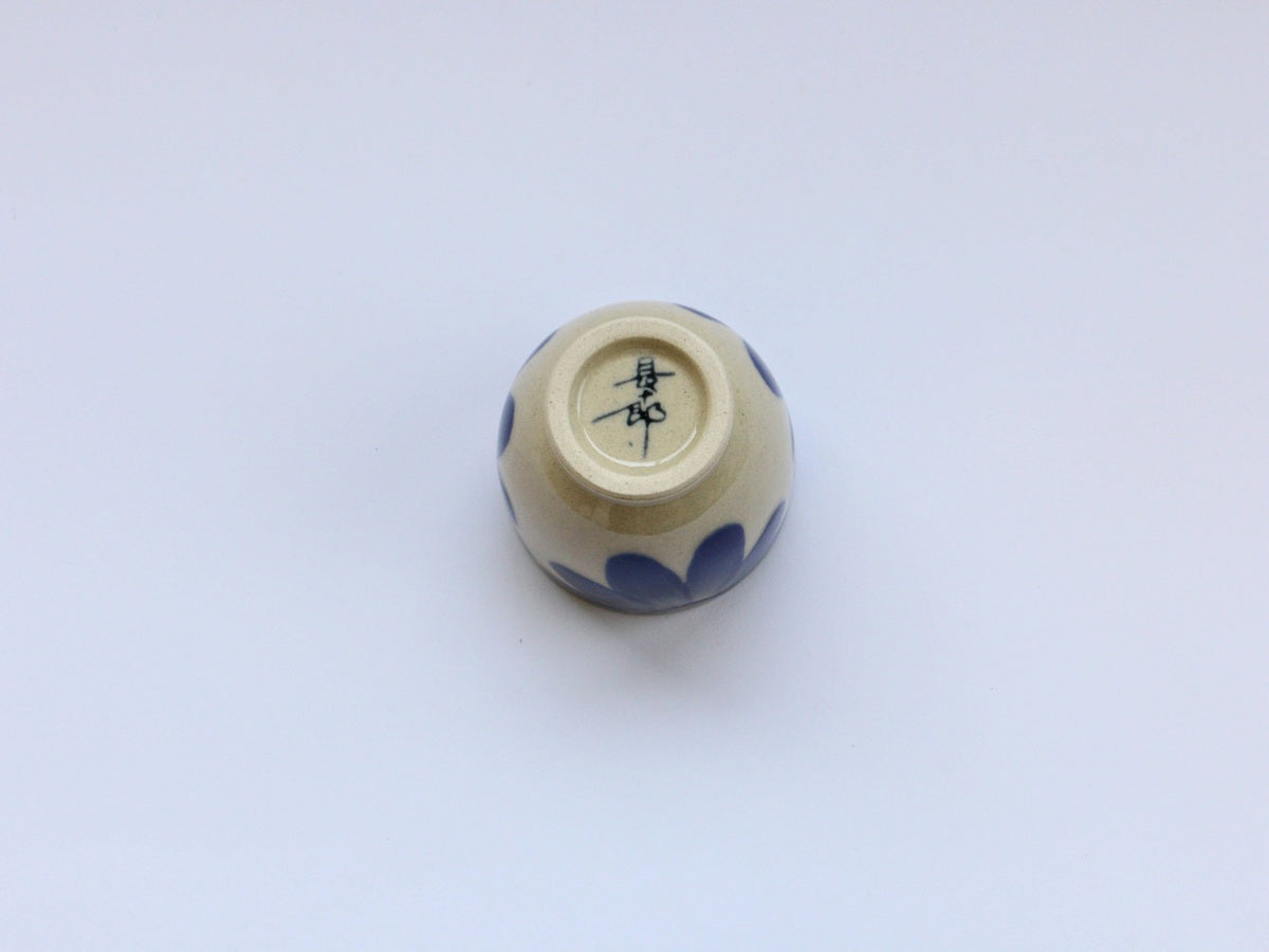 藍花コップ 青【長十郎窯】