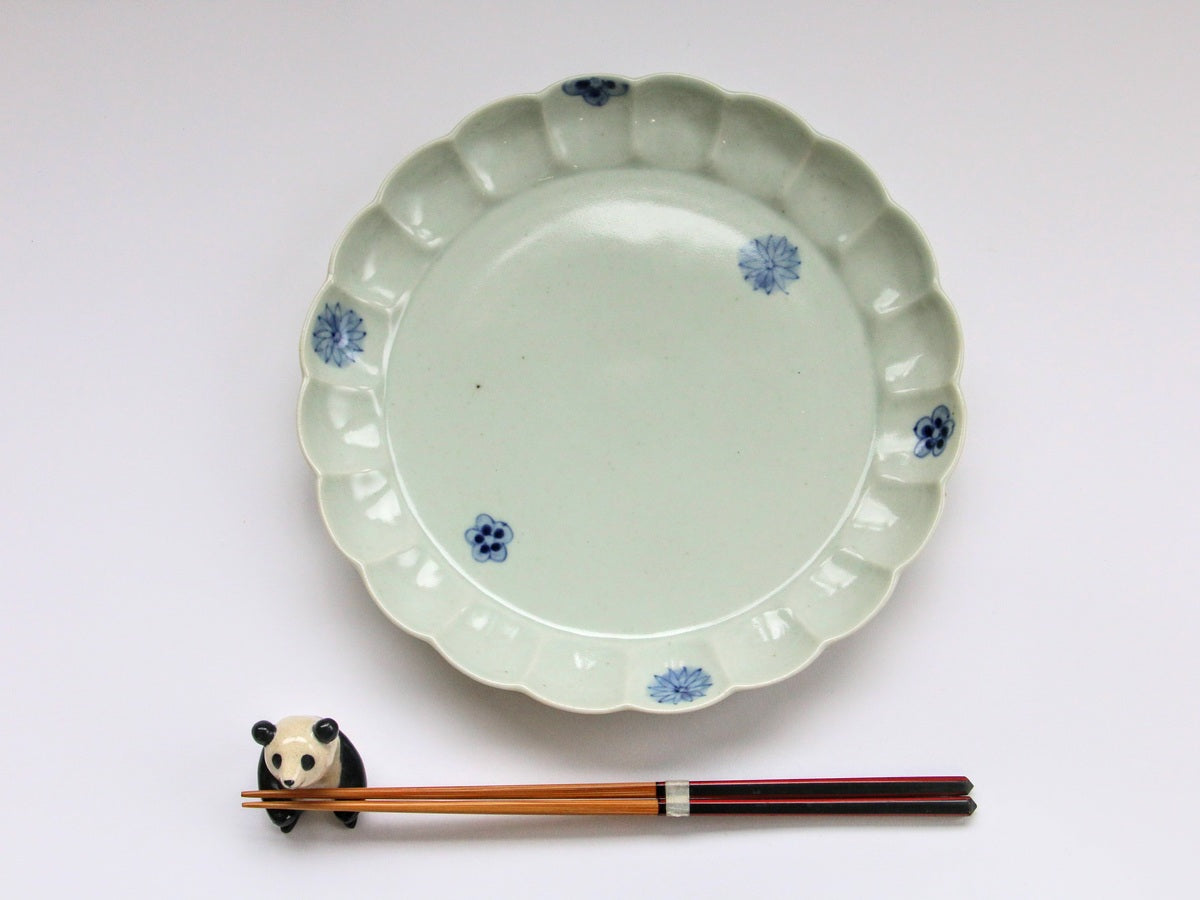 菊割7寸皿 染付小花ちらし李朝【皓洋窯】