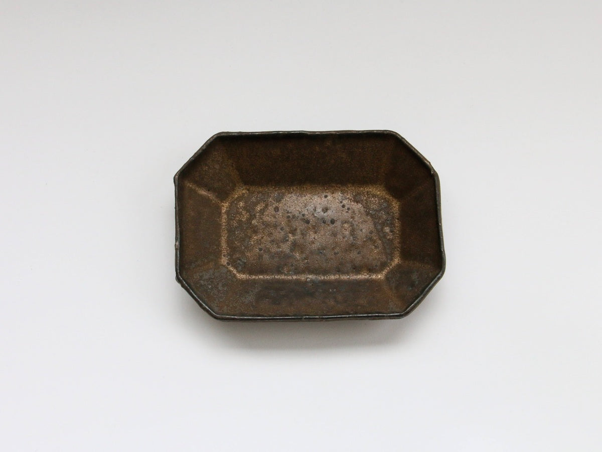 大原拓也さん　アンティークゴールド八角長角皿　2枚【未使用】 アンティークゴールド八角長角皿 中【大原拓也】