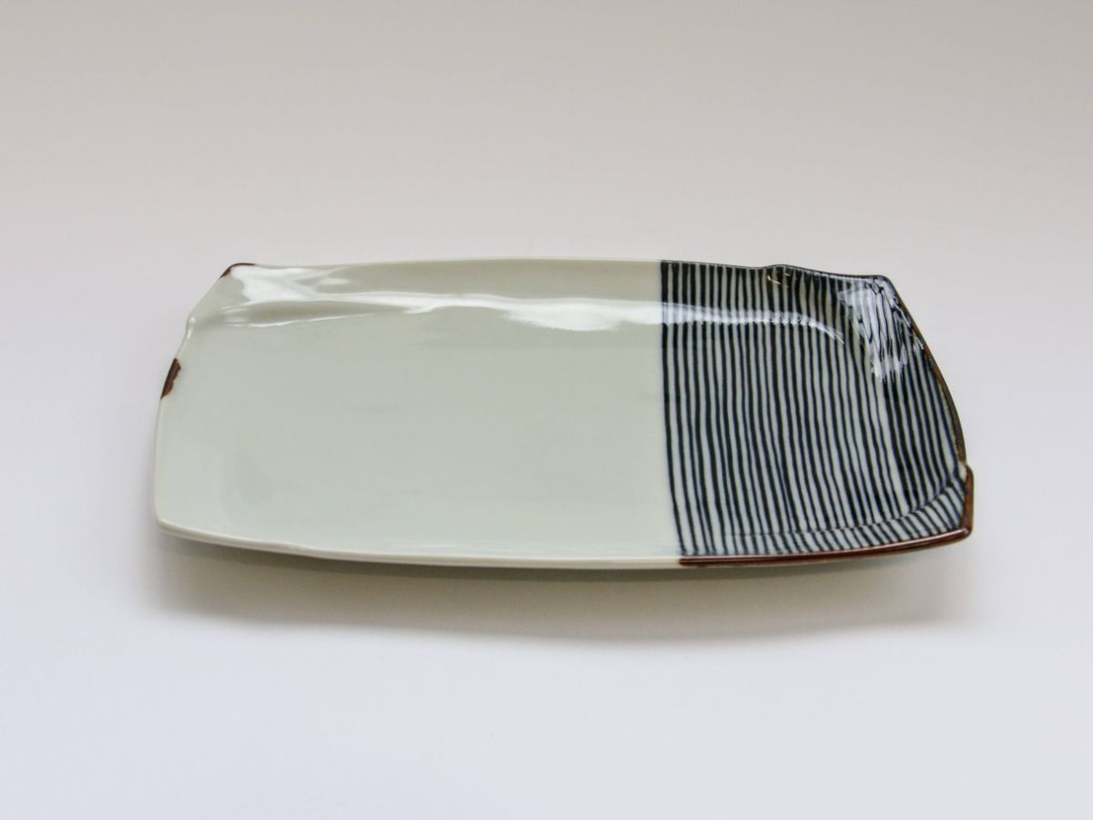 ハーフライン渕取焼物皿【福峰窯】