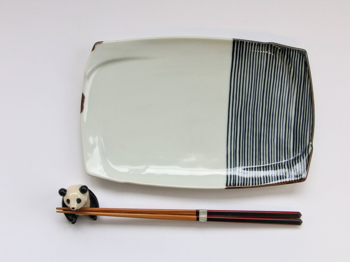 ハーフライン渕取焼物皿【福峰窯】