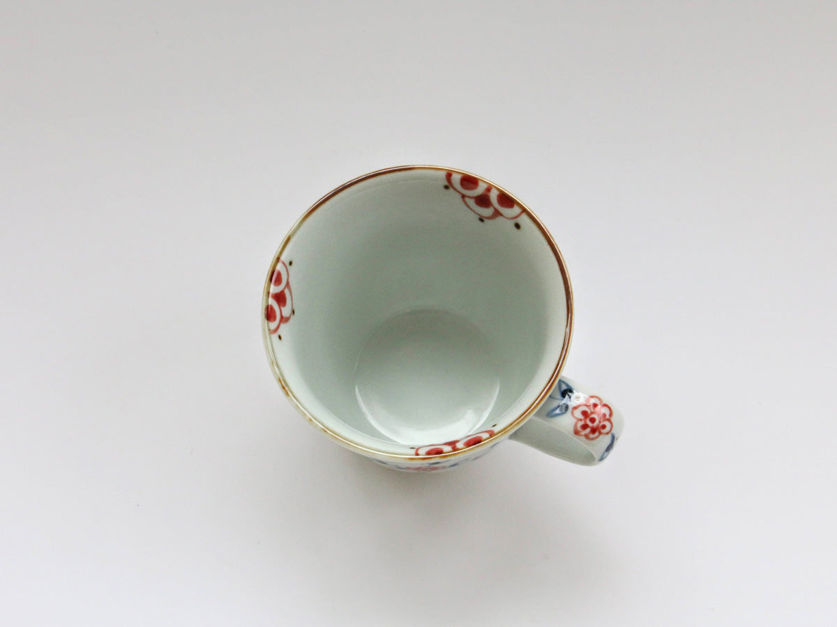 つる花唐草中マグ 赤【徳七窯】