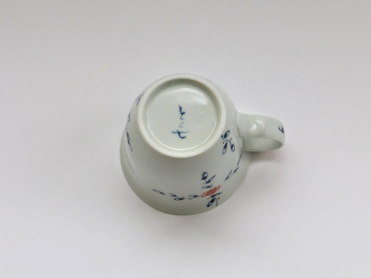 つる花唐草中マグ 赤【徳七窯】