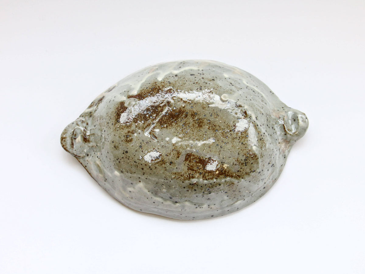 鉄粉引楕円煮物鉢【中尾彰秀】