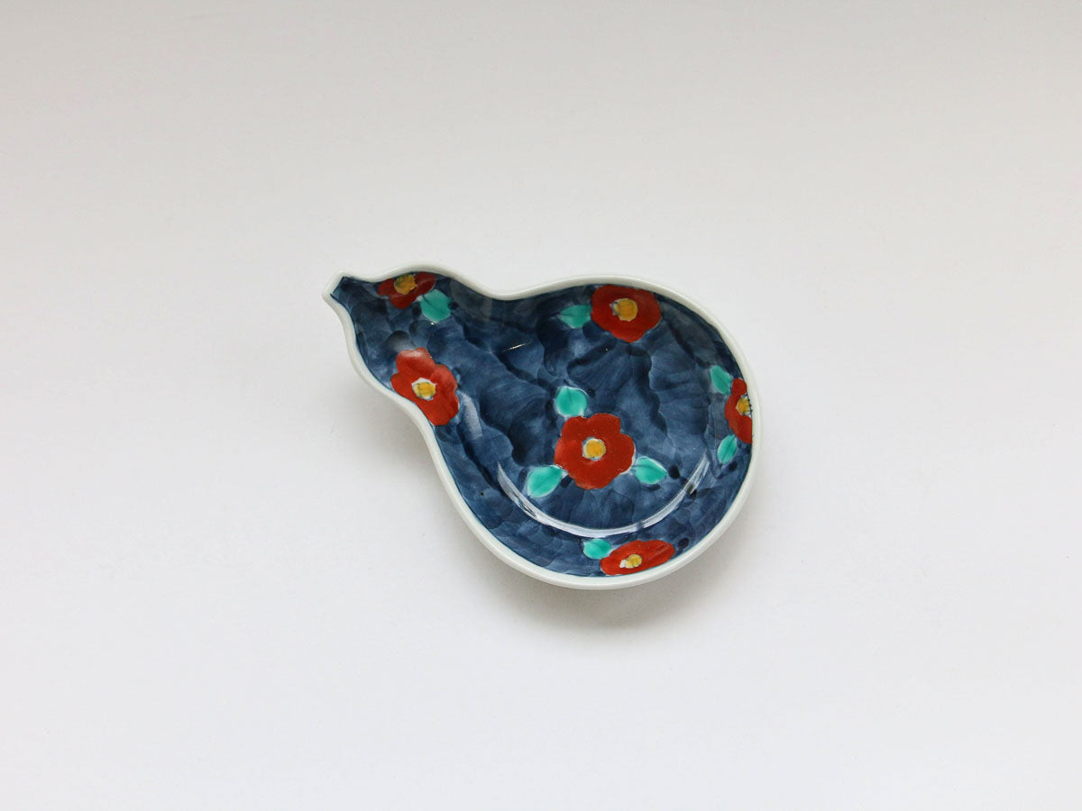 赤椿ひさご皿【徳七窯】