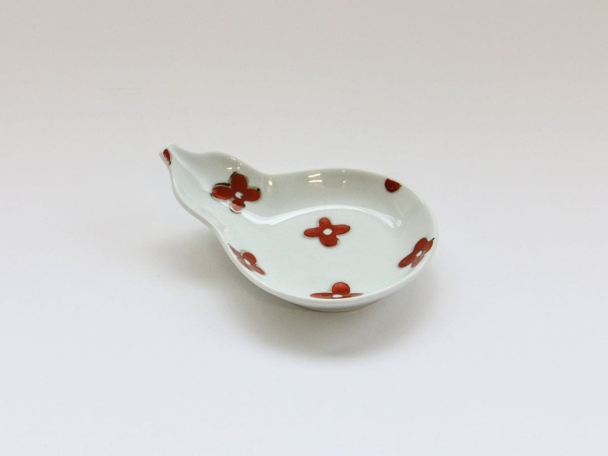 赤花ひさご皿【徳七窯】