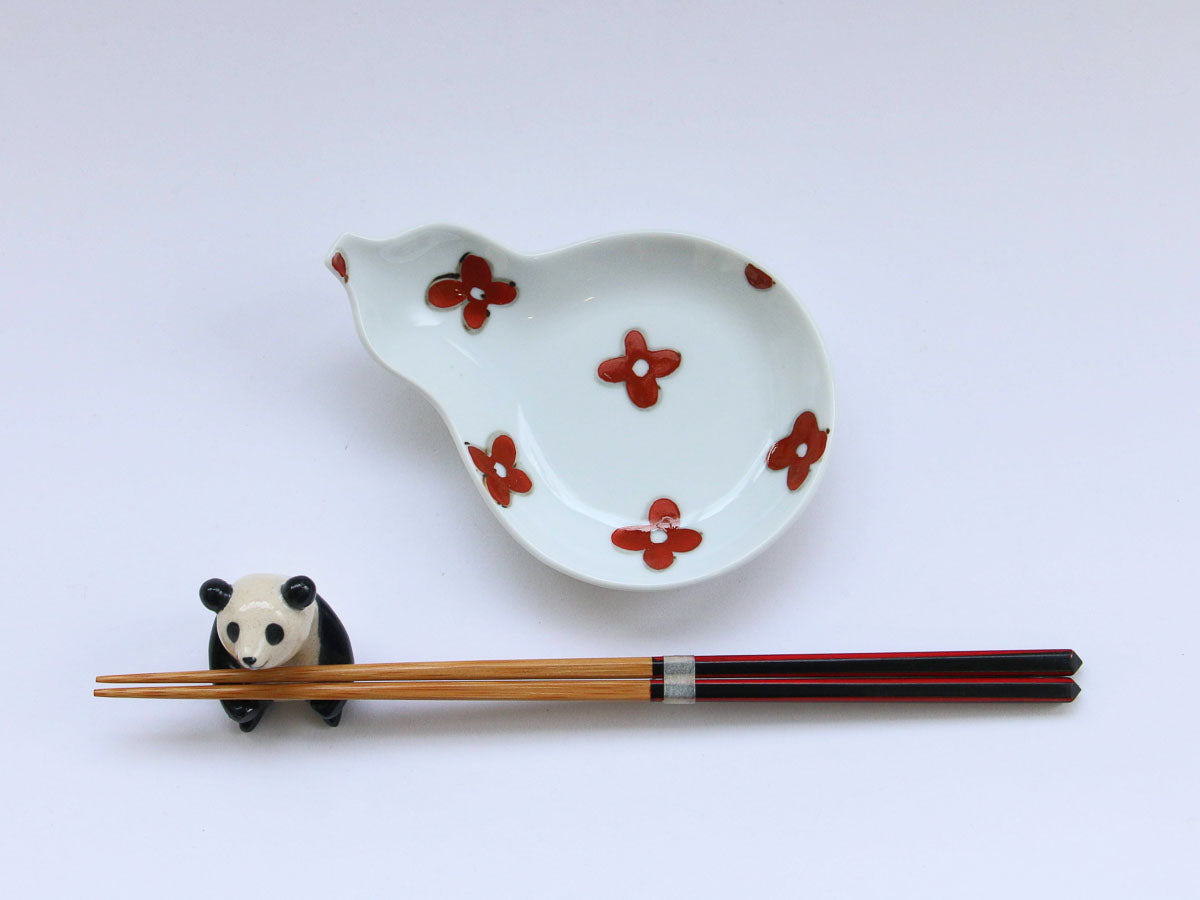 赤花ひさご皿【徳七窯】