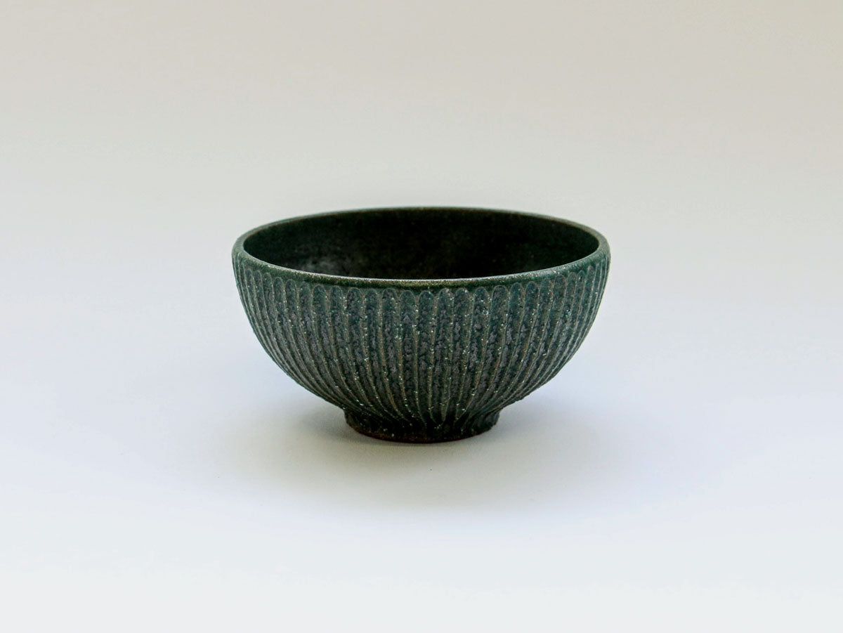 錆緑しのぎ飯碗【文山香菜江】