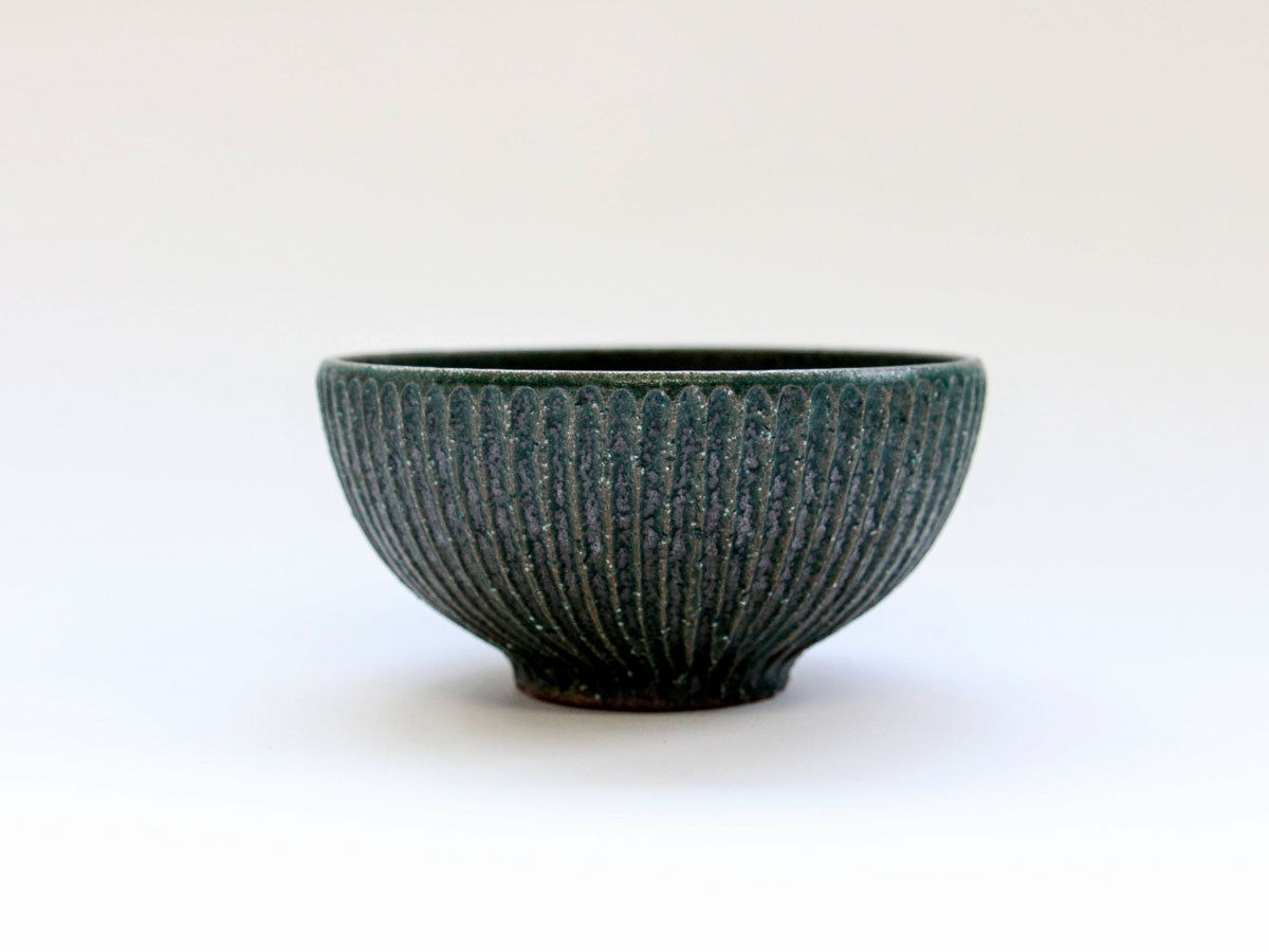 錆緑しのぎ飯碗【文山香菜江】