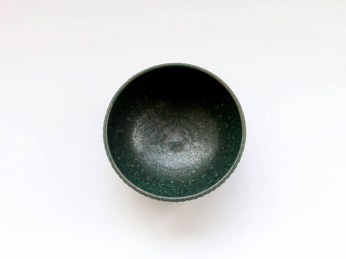 錆緑しのぎ飯碗【文山香菜江】
