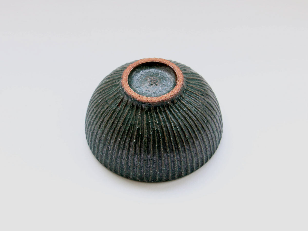 錆緑しのぎ飯碗【文山香菜江】