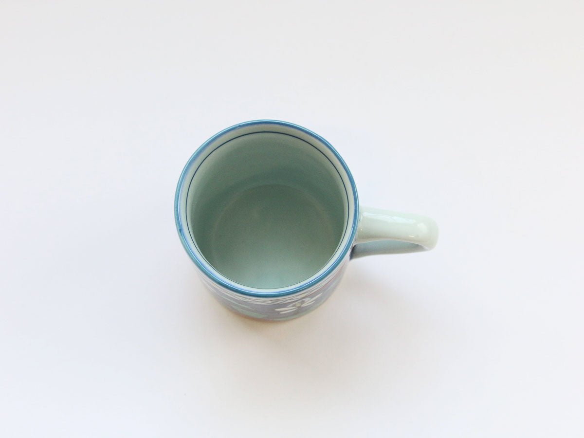 錦草枕付立マグカップ 赤【田庄陶苑】