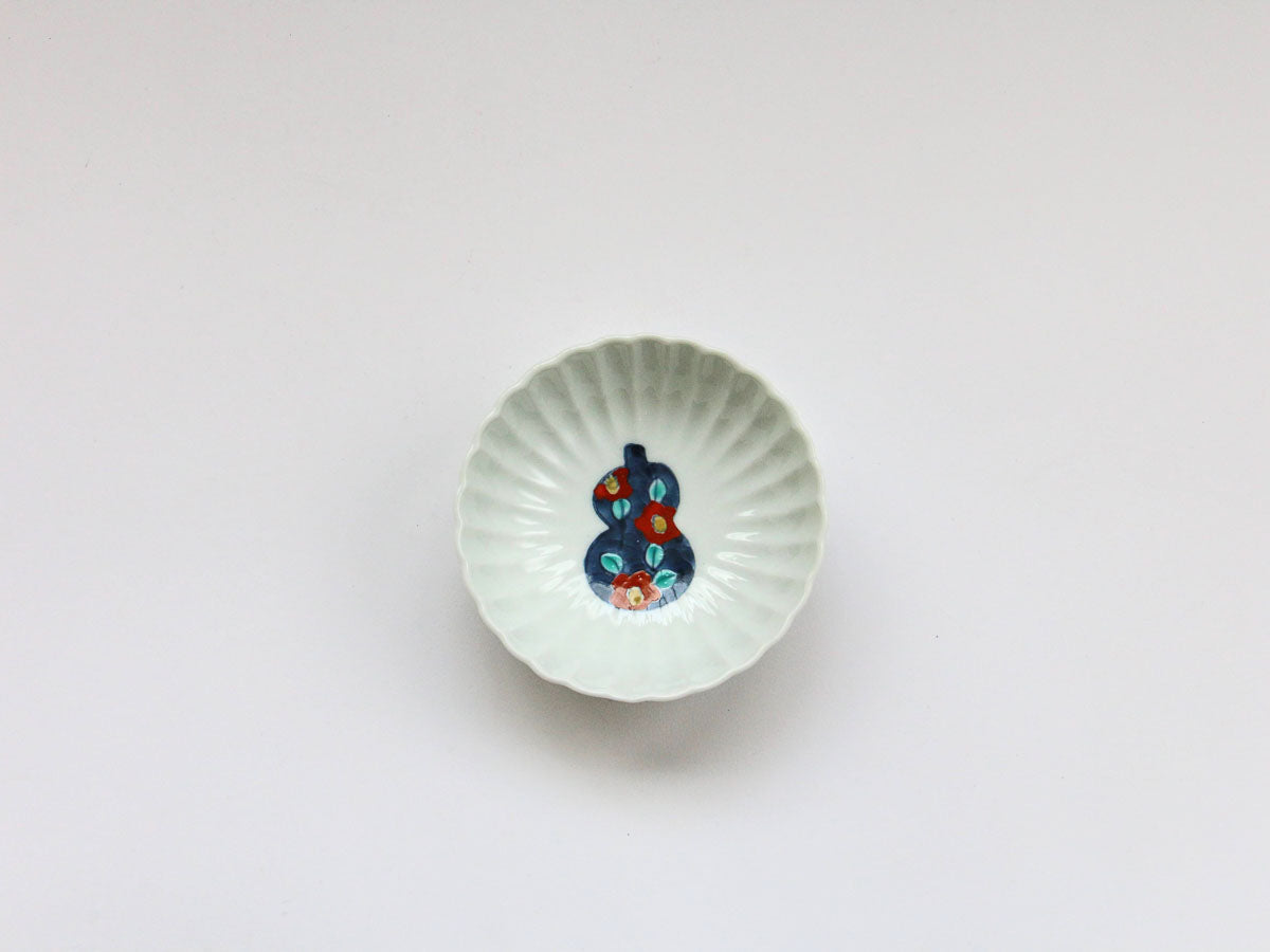 赤椿ひさご紋菊割小付【徳七窯】