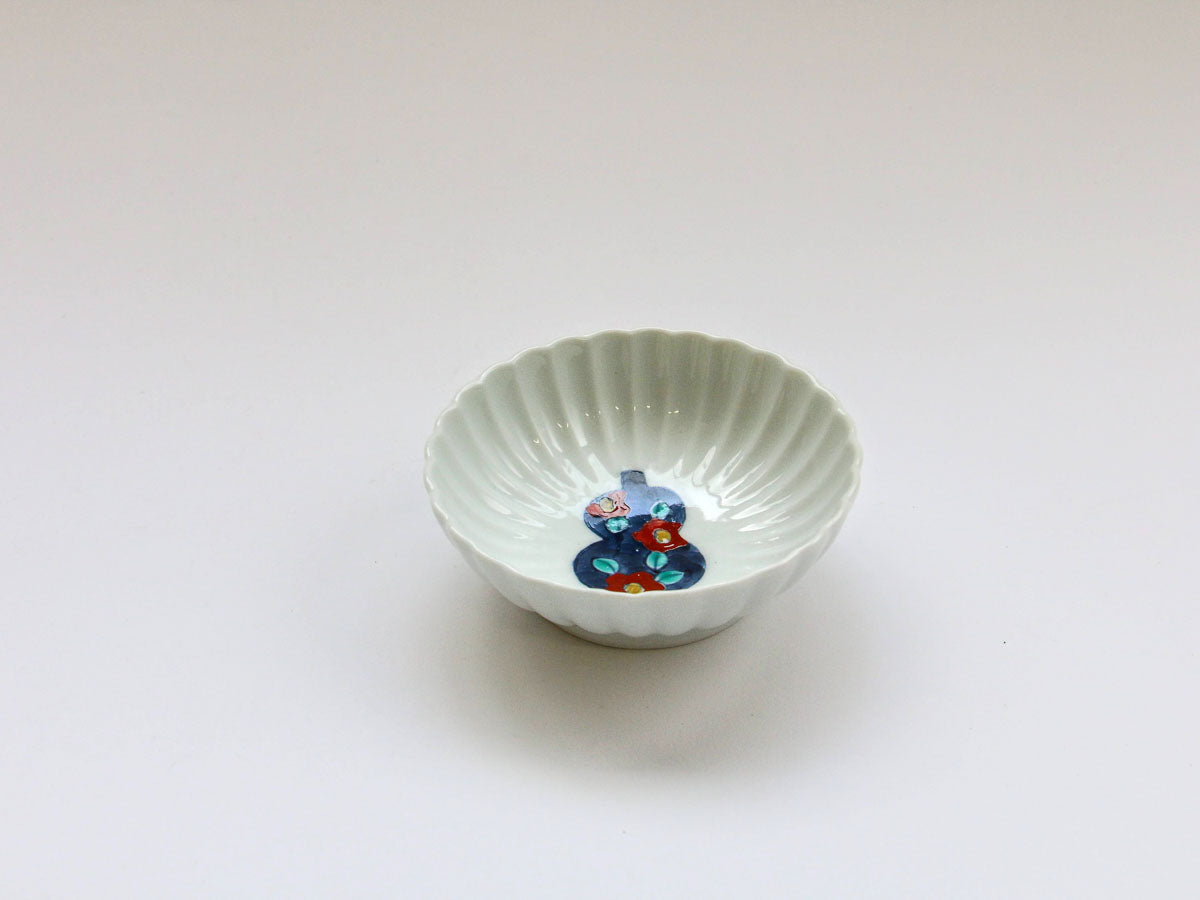 赤椿ひさご紋菊割小付【徳七窯】