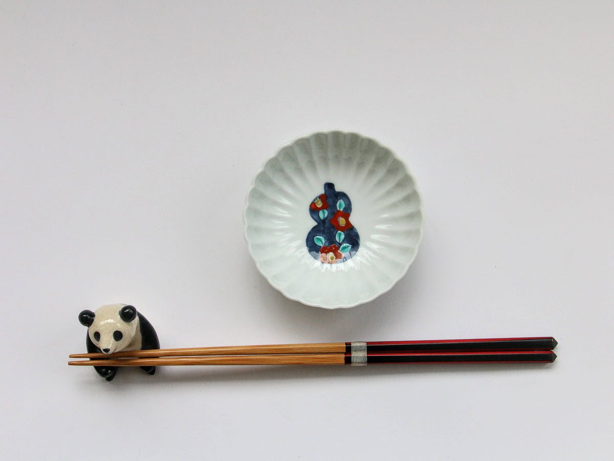 赤椿ひさご紋菊割小付【徳七窯】