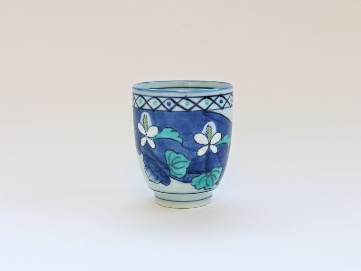 錦草枕ナツメ湯呑大 花だみ【田庄陶苑】