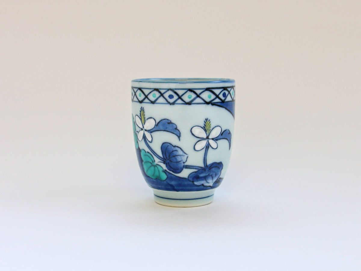 錦草枕ナツメ湯呑大 花だみ【田庄陶苑】