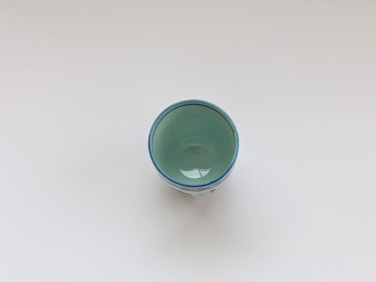 錦草枕ナツメ湯呑大 花だみ【田庄陶苑】