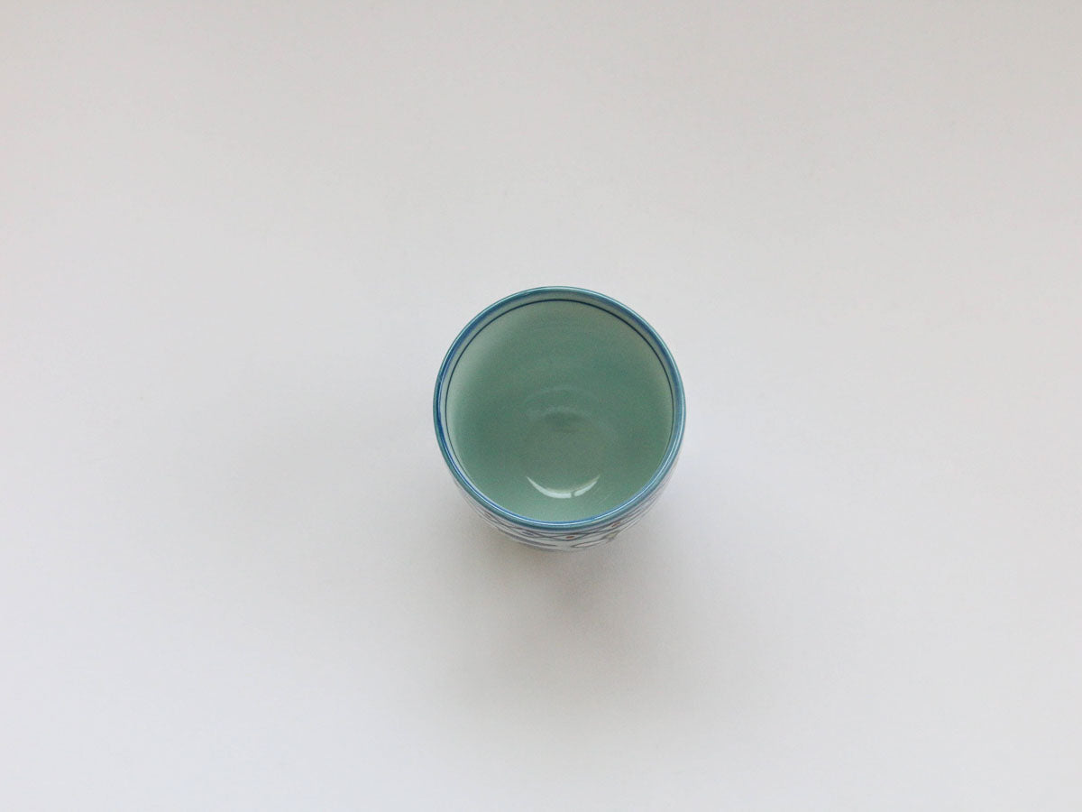 錦草枕ナツメ湯呑小 花だみ【田庄陶苑】