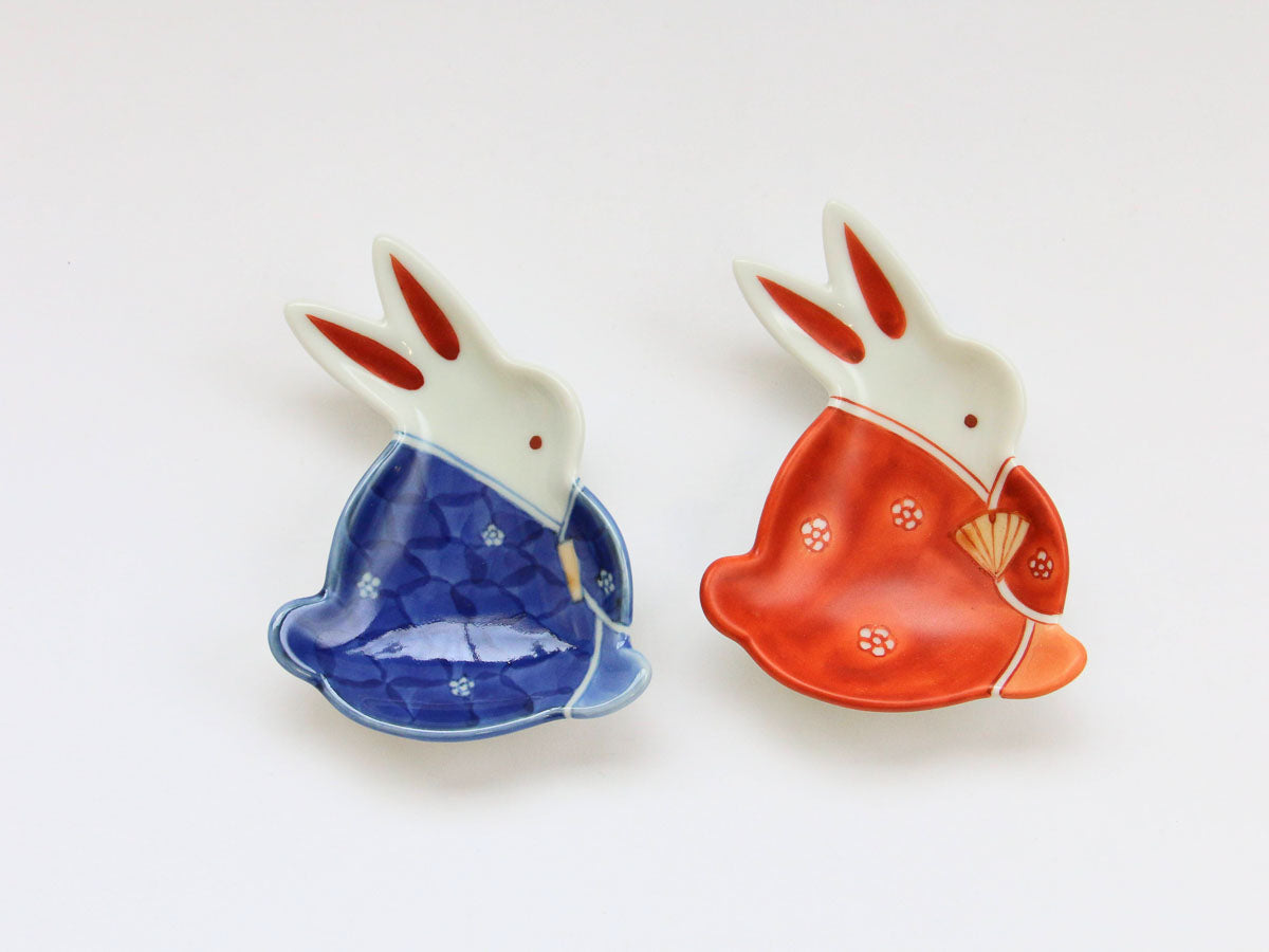 花小紋男雛うさぎ豆小皿【伝平窯】