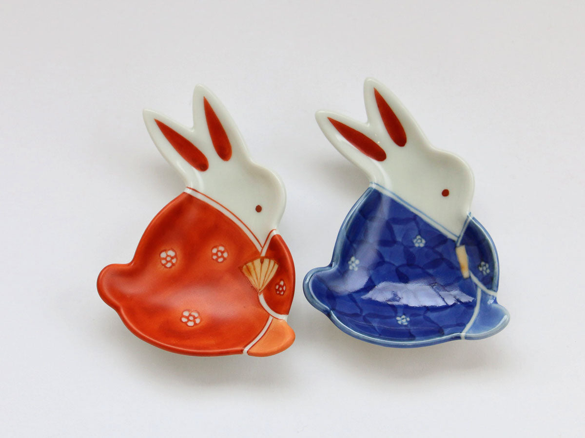 花小紋女雛うさぎ豆小皿【伝平窯】