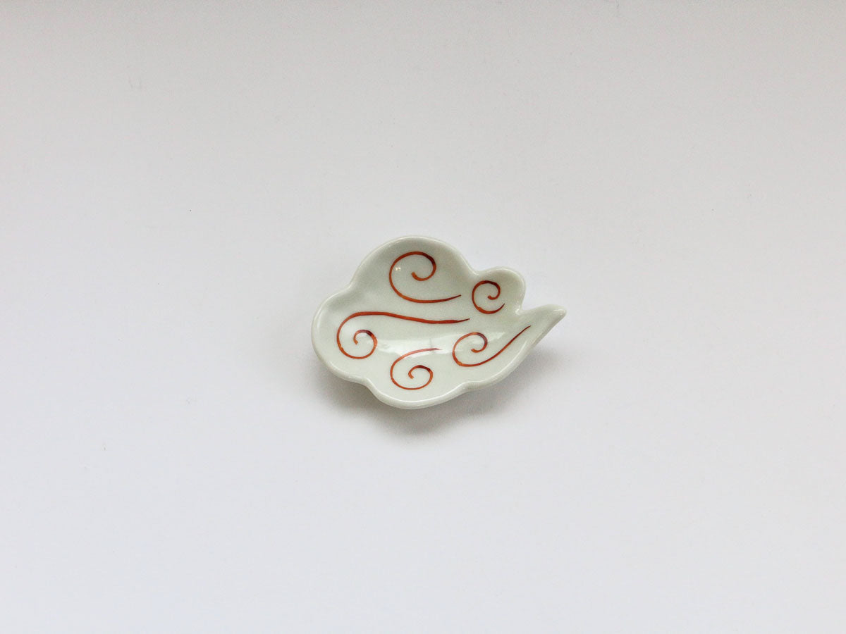 赤うず紋雲型豆小皿【伝平窯】