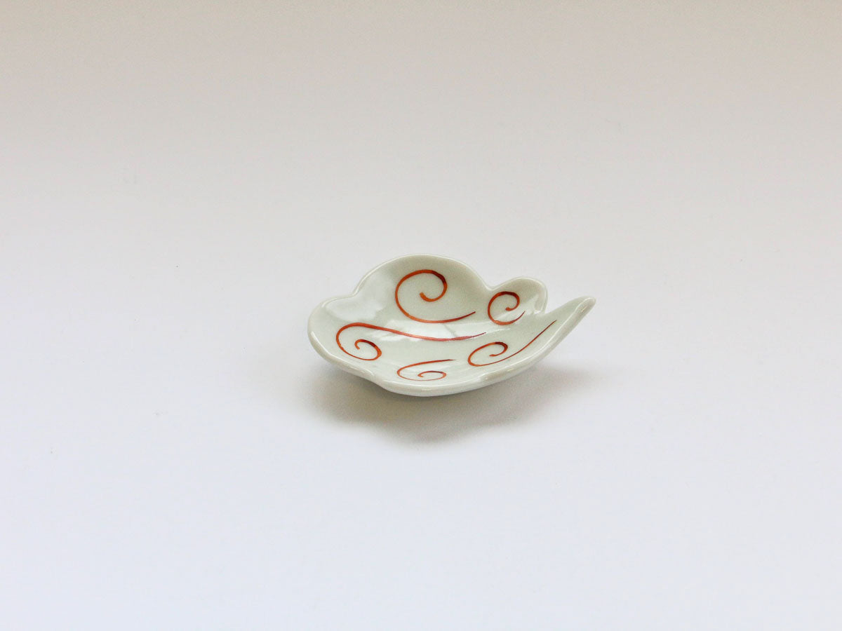 赤うず紋雲型豆小皿【伝平窯】