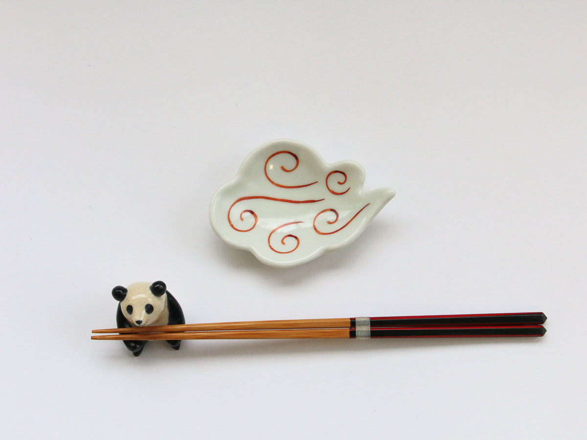 赤うず紋雲型豆小皿【伝平窯】