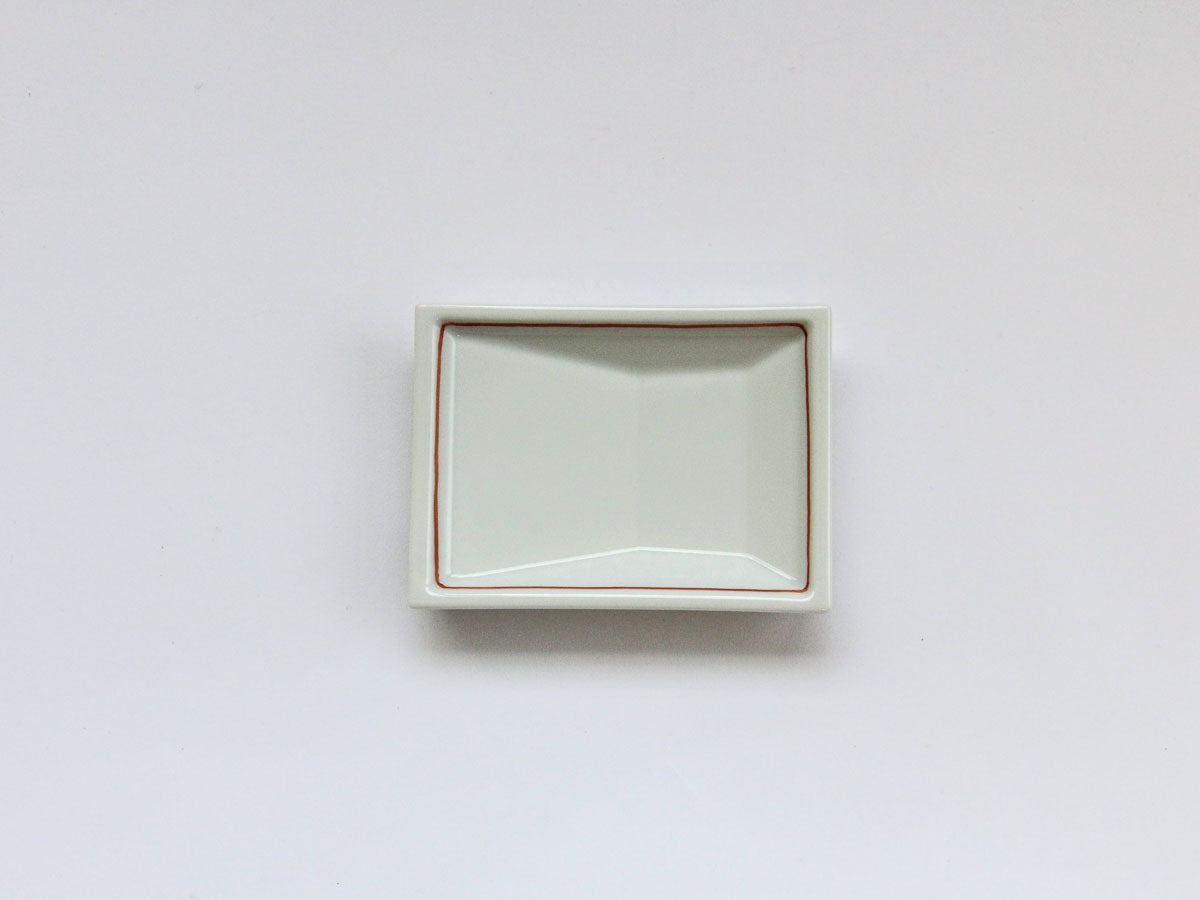 内赤線角菱皿 大【伝平窯】