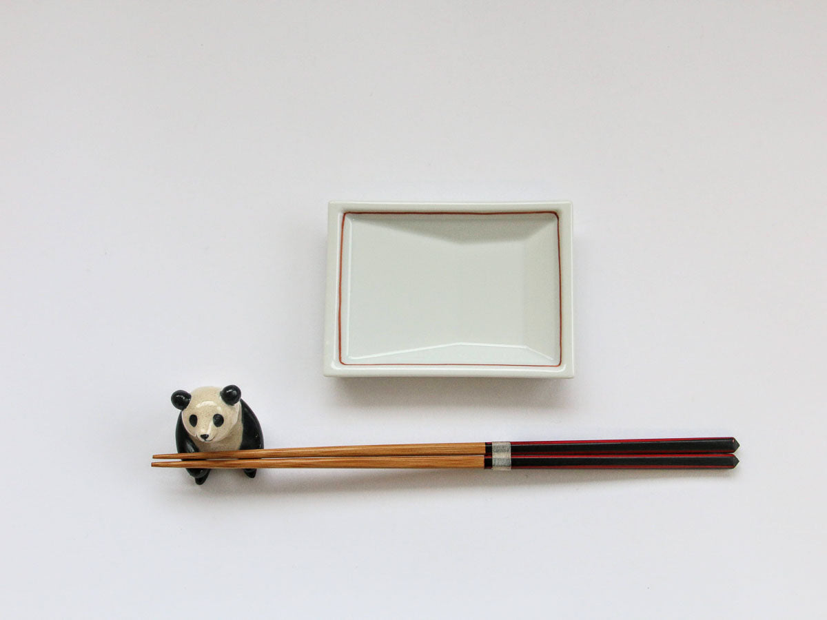 内赤線角菱皿 大【伝平窯】