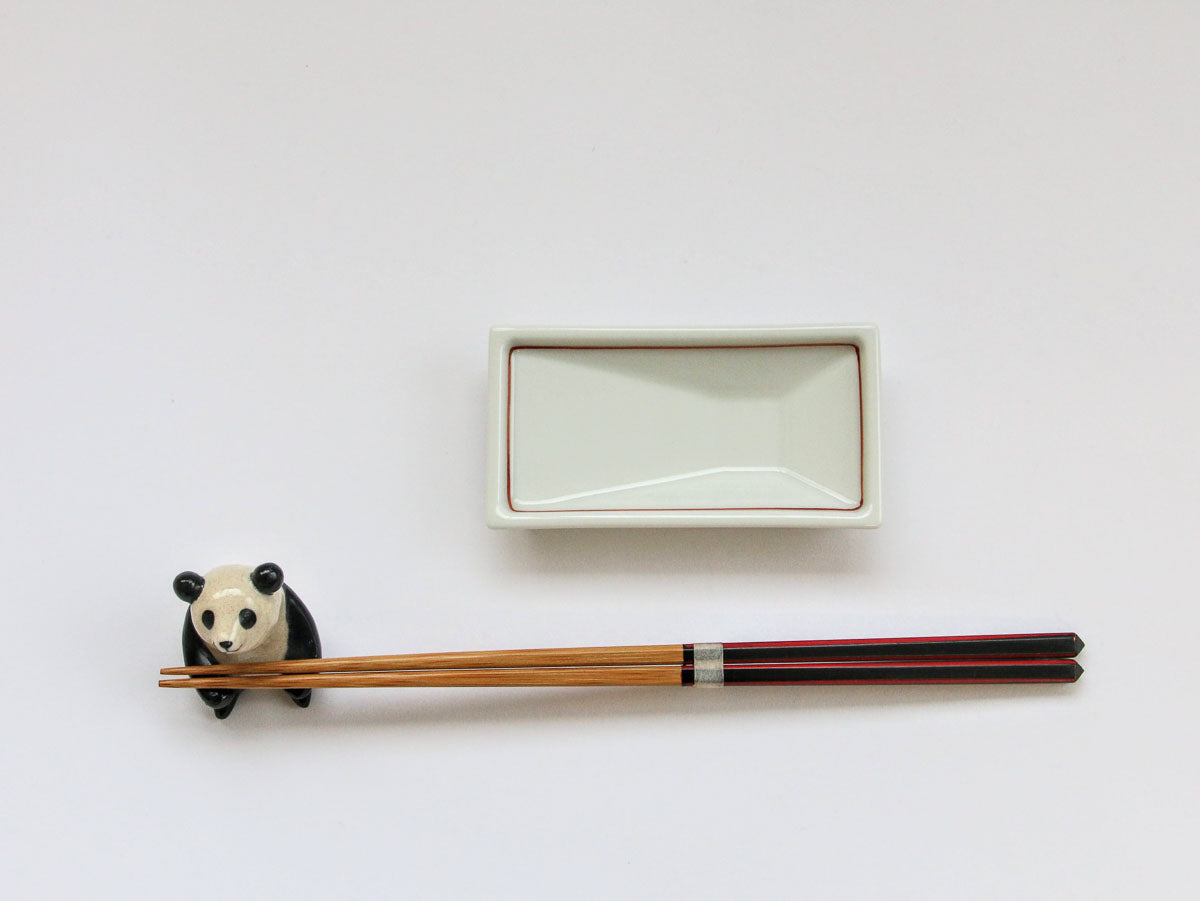 内赤線角菱皿 小【伝平窯】