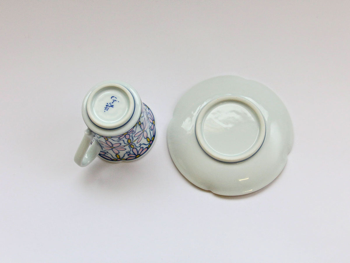 フラワーパレードナブリコーヒー碗皿 ピンク【田庄陶苑】