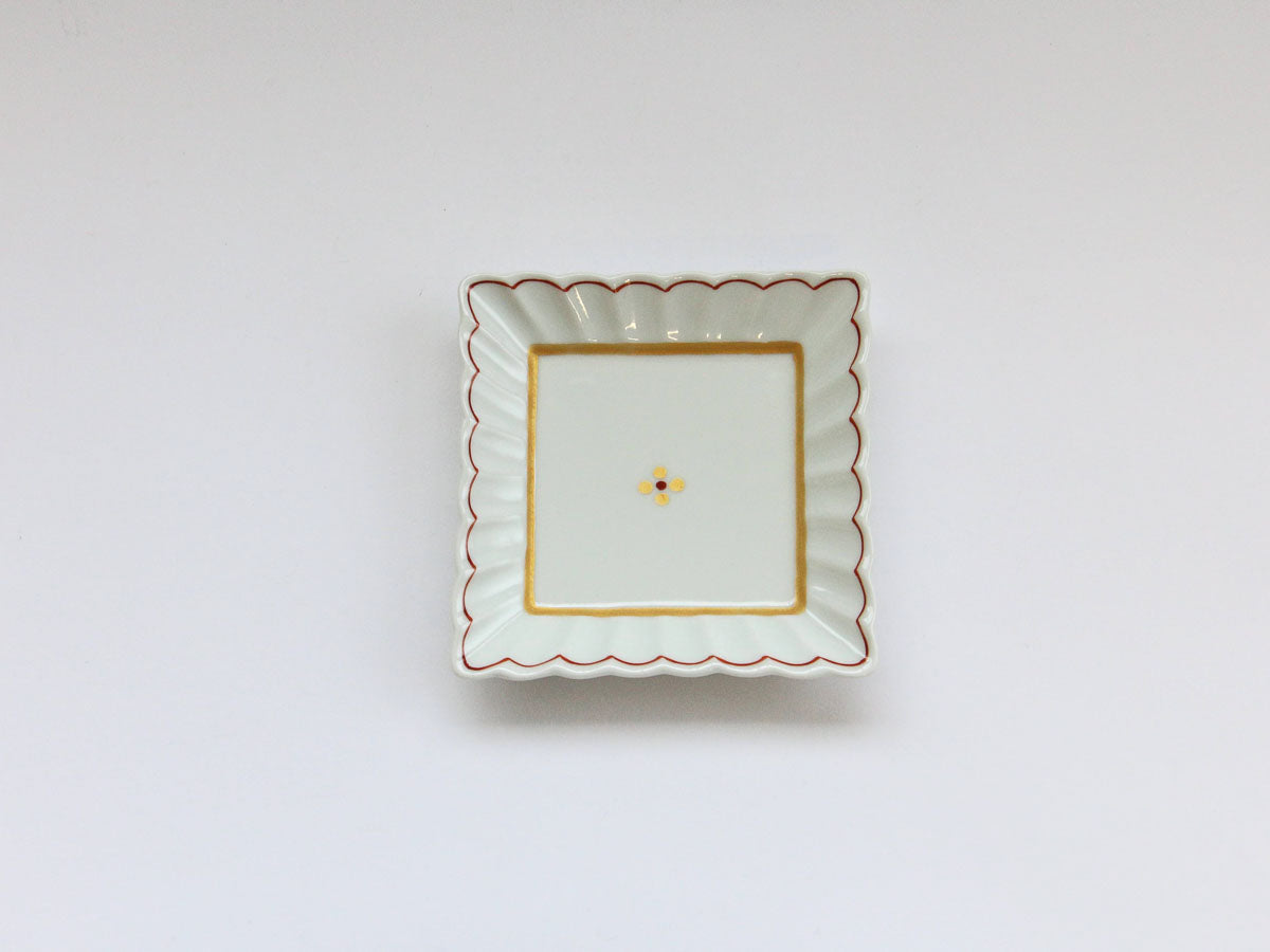 きらら赤菊角小皿【田森陶園】