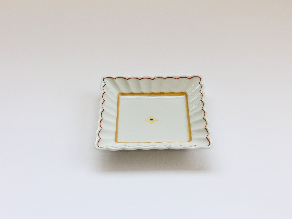 きらら赤菊角小皿【田森陶園】