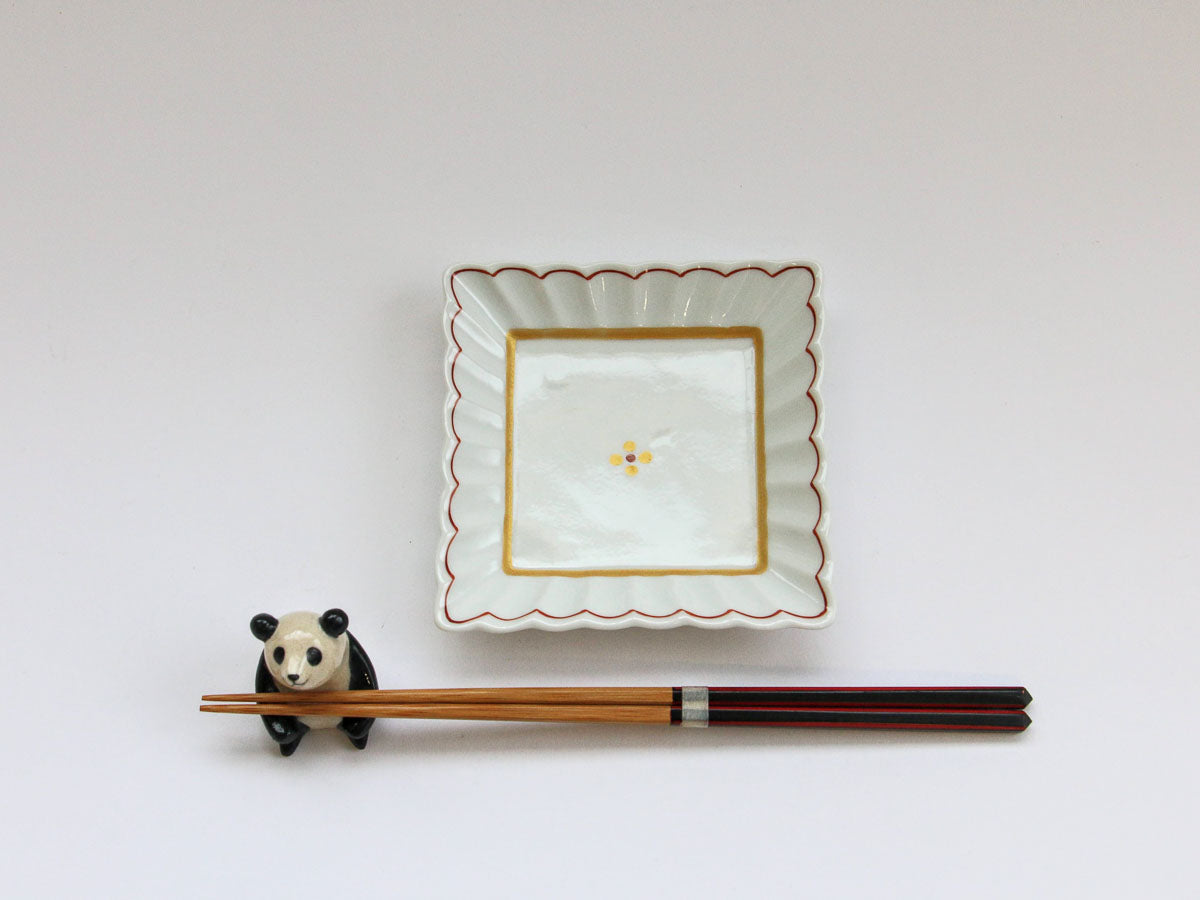 きらら赤菊角小皿【田森陶園】