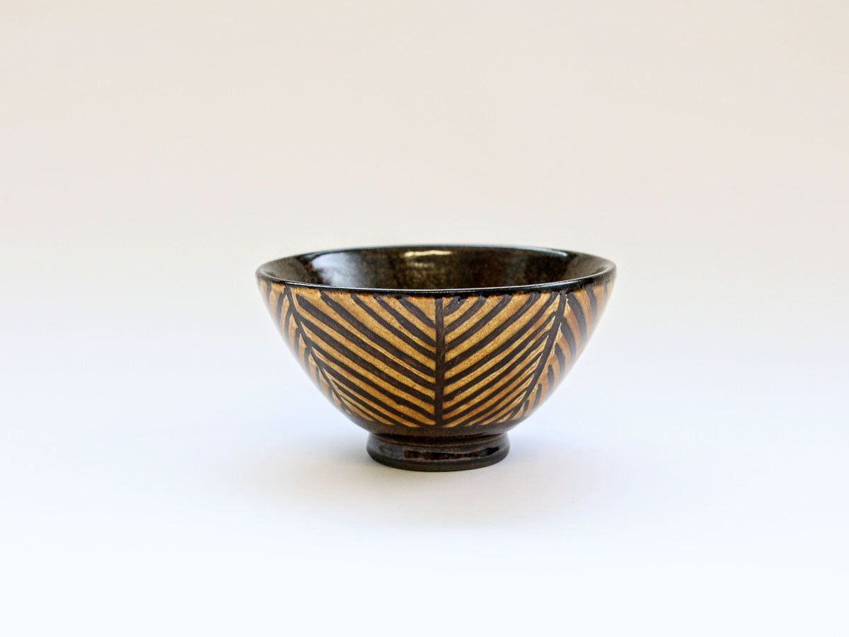 ヘリンボーン飴釉飯碗【正陶苑】