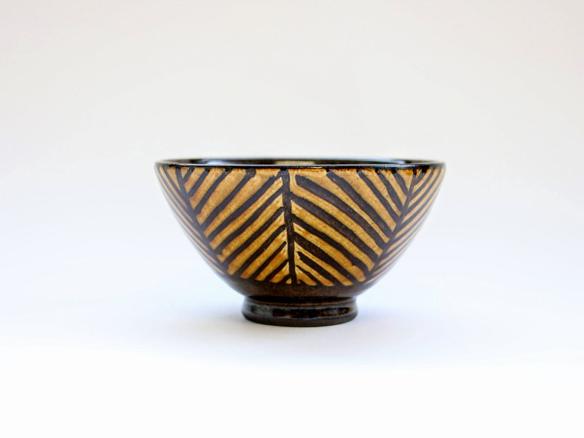 ヘリンボーン飴釉飯碗【正陶苑】