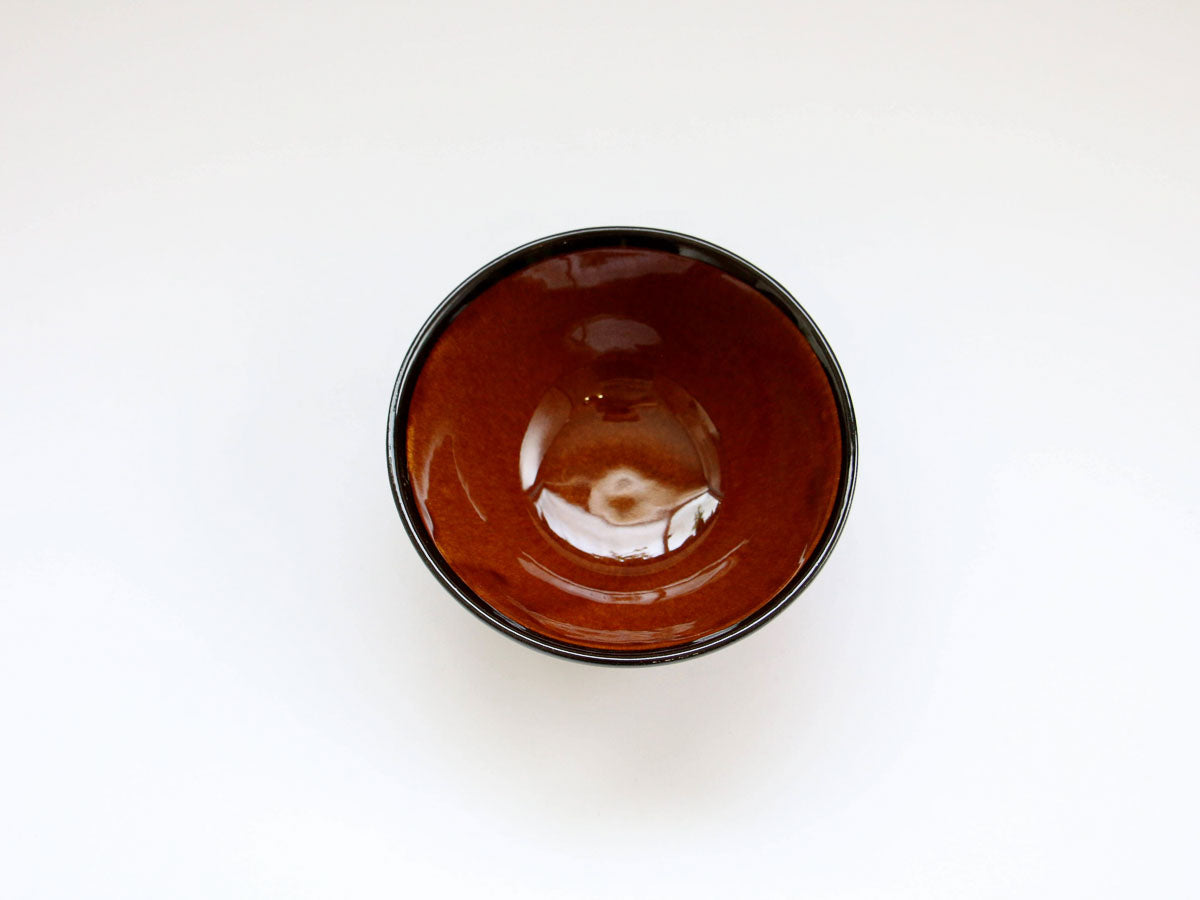 スリップウェア黒土リボン飯碗【正陶苑】