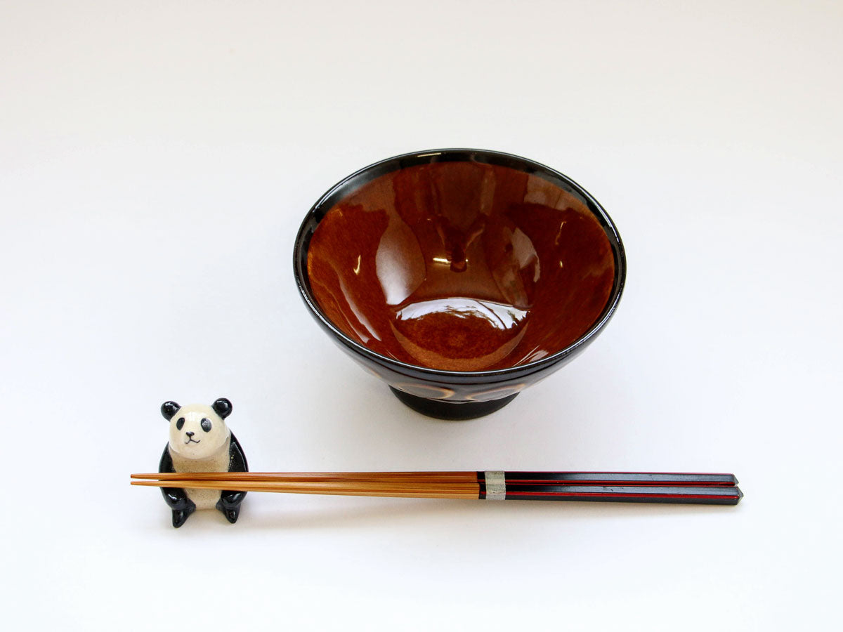 スリップウェア黒土リボン飯碗【正陶苑】