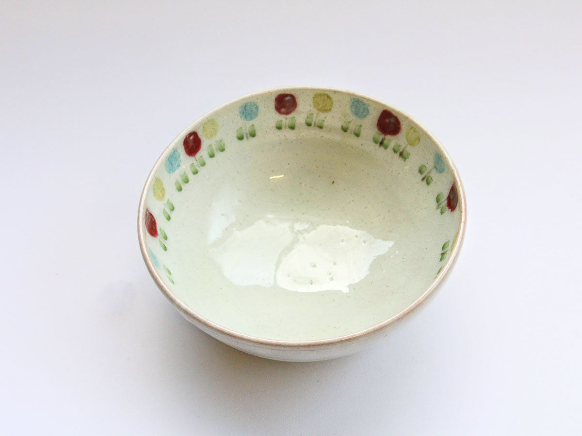 三色花紋5.5寸丸鉢【巌陶房】