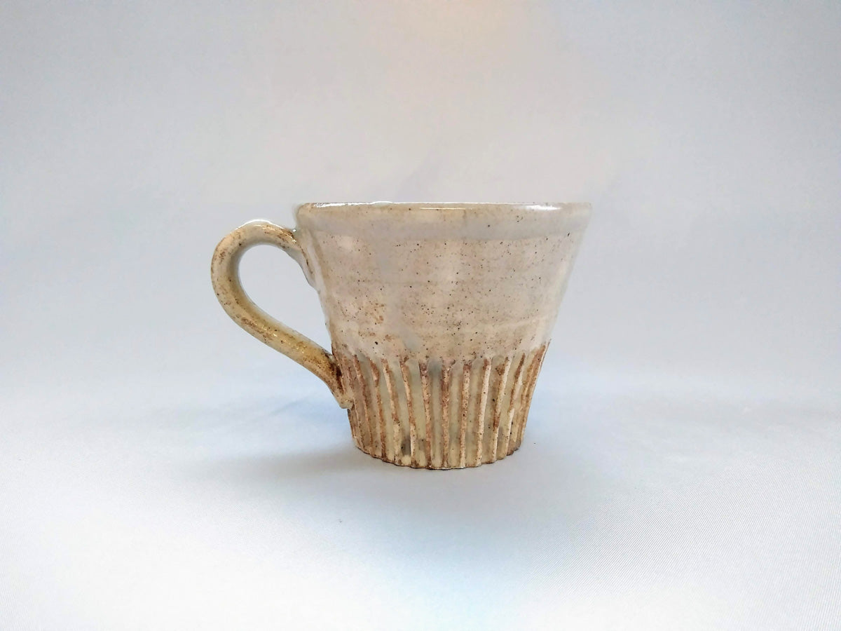 粉引半しのぎマグ【益子淳一】
