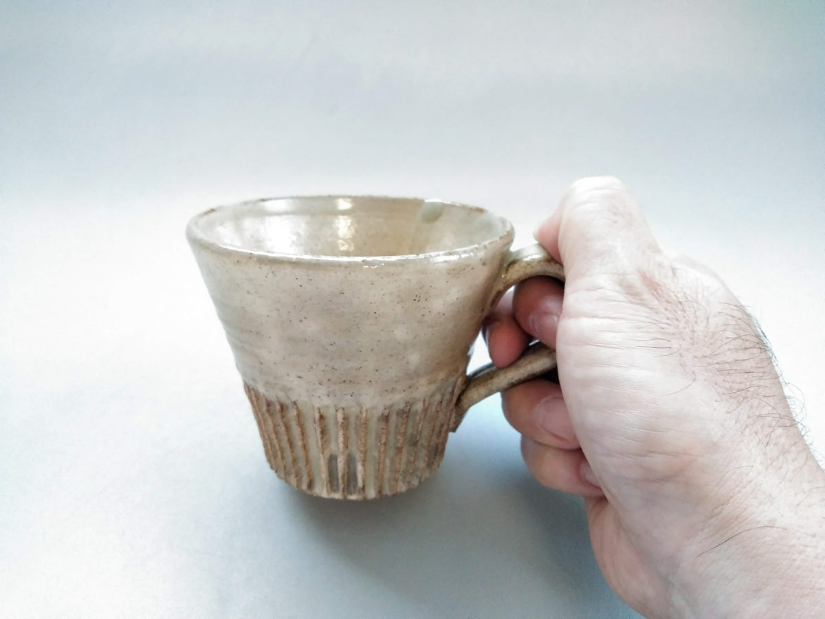 粉引半しのぎマグ【益子淳一】