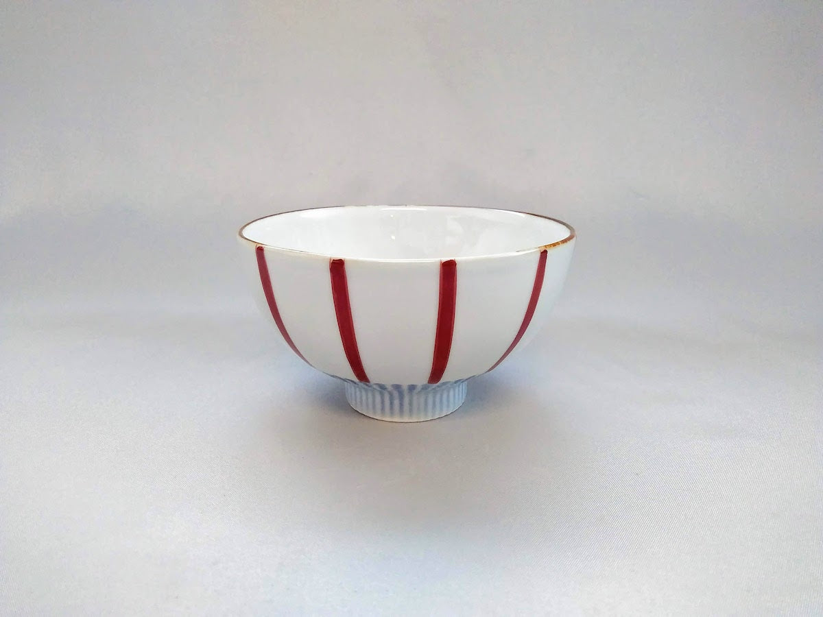 しのぎ飯碗赤十草【皓洋窯】