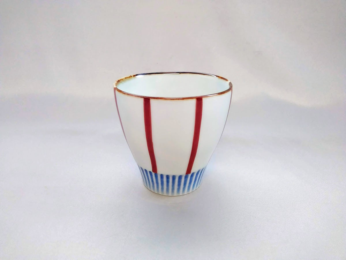 しのぎ湯呑赤十草【皓洋窯】