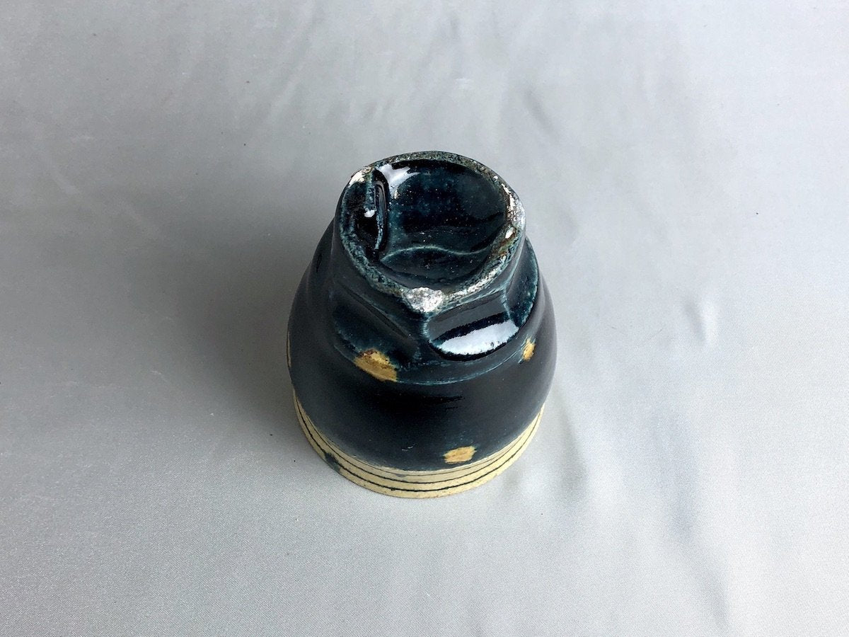 藍釉線刻ドット汲出【山本一仁】