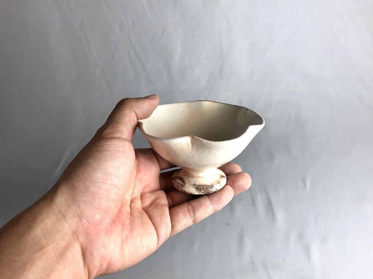 粉引輪花高台鉢 ミニ【古谷製陶所】