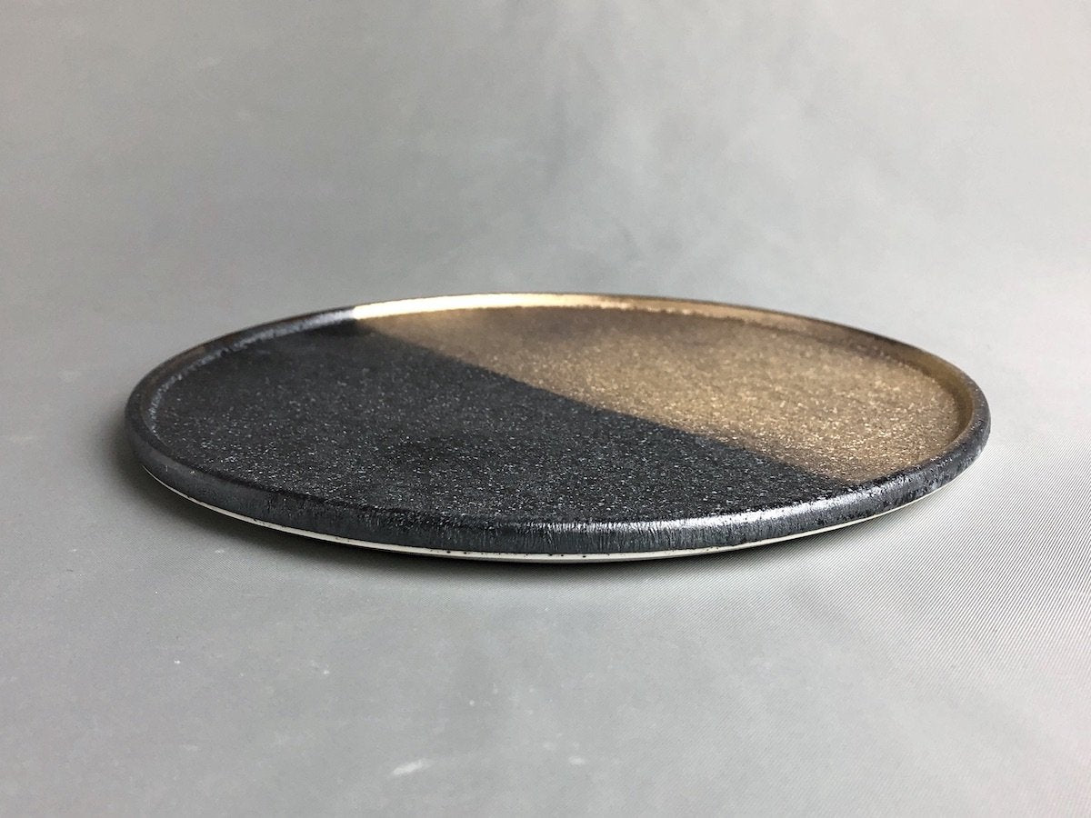 晶半金塗18cm渕付丸皿【陶悦窯】