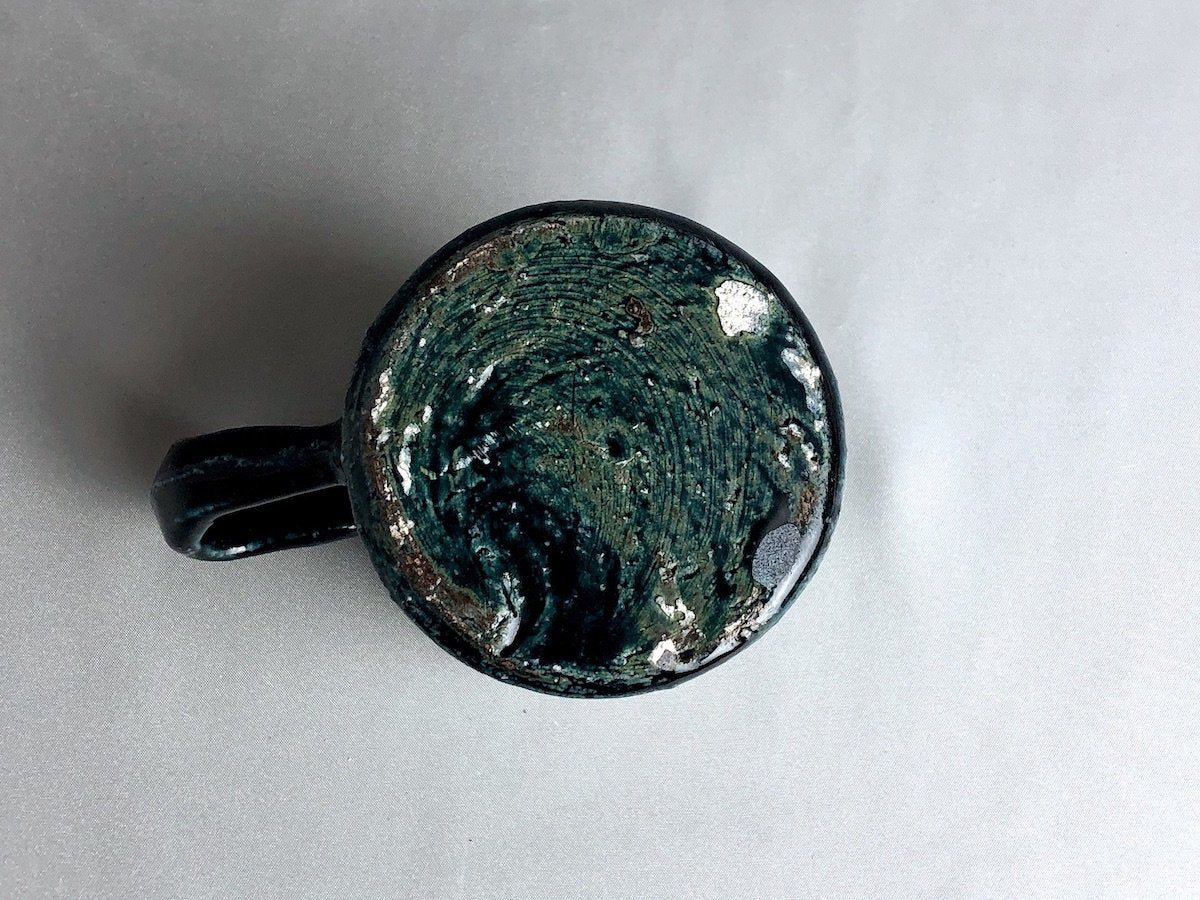 藍釉黒抜ドット筒マグ【山本一仁】