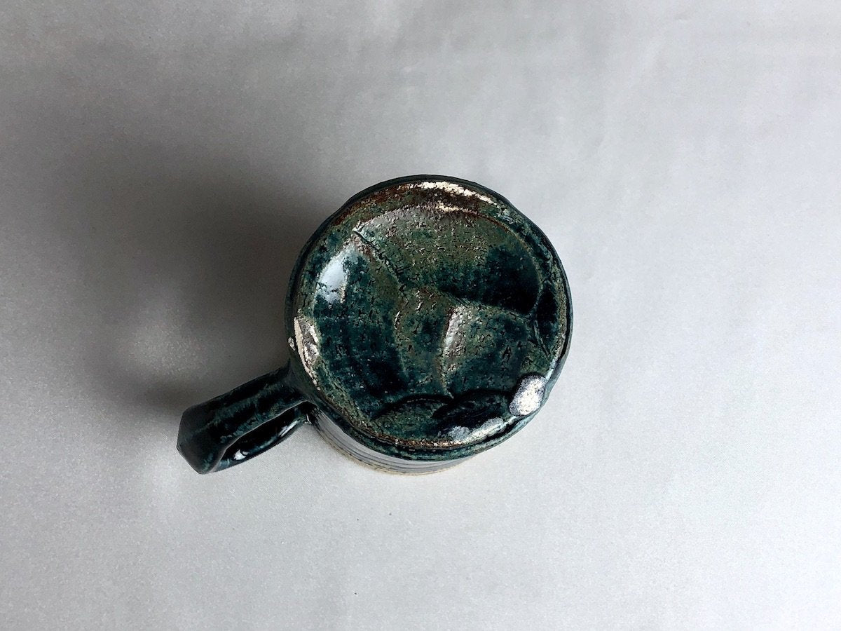 藍釉線刻ドット筒マグ【山本一仁】