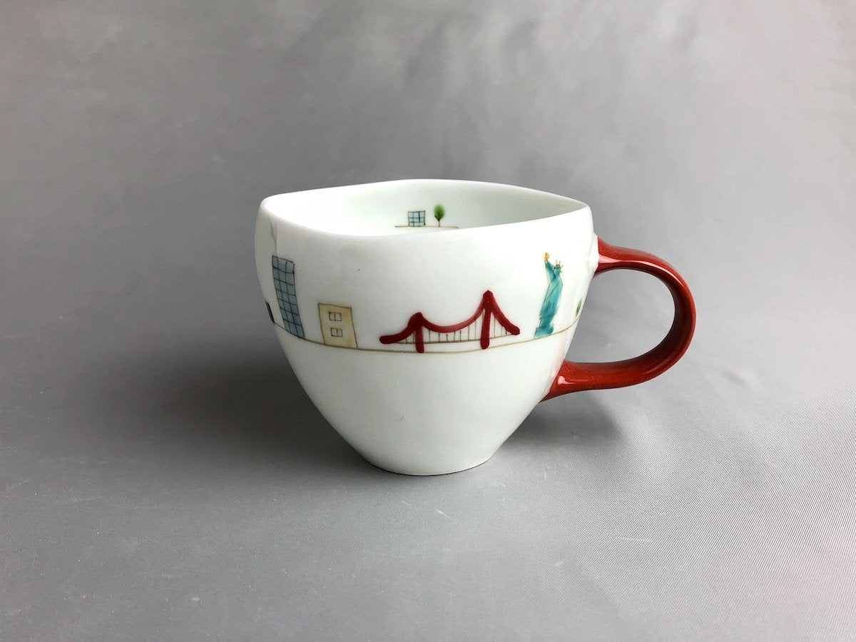 さんぽアメリカ丸マグ赤【一峰窯】